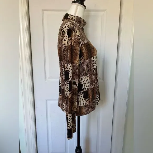 1990s/80s Leopard Print Turtleneck Top - Picture 2 of 5